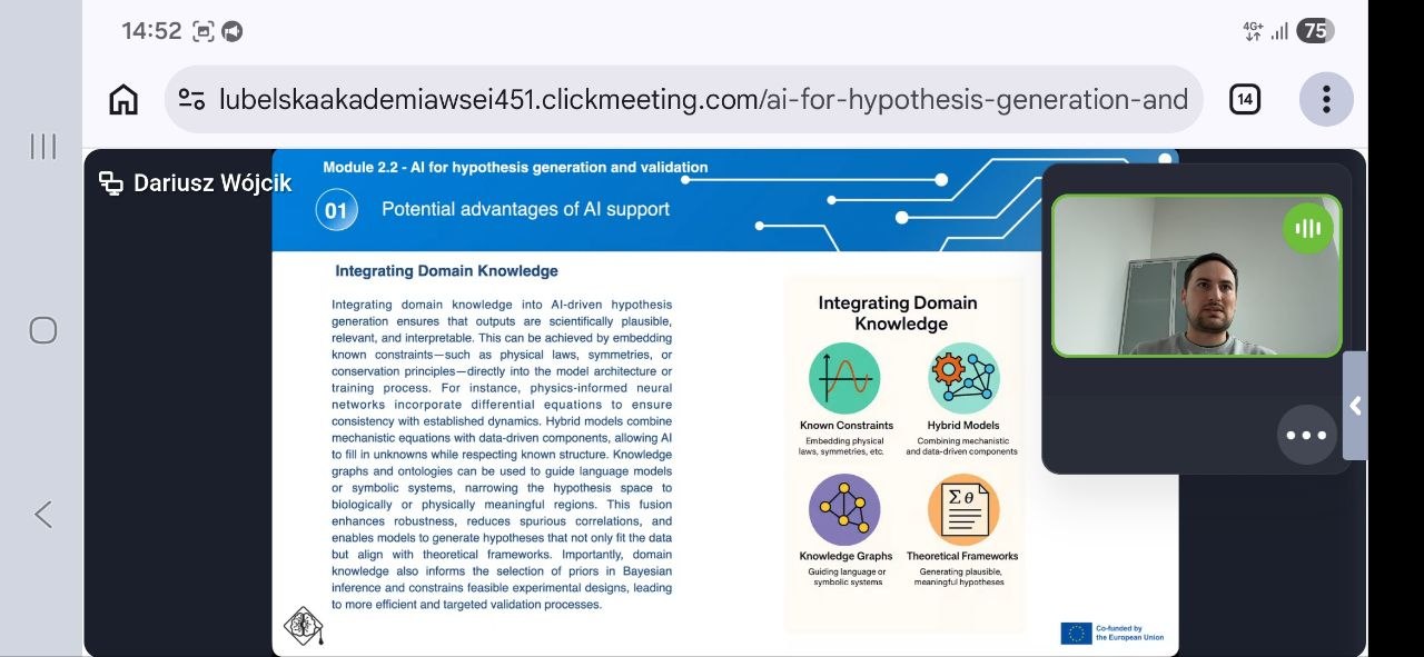 Участь у міжнародному науково-освітньому онлайн-заході «AI for Hypothesis Generation and Validation»